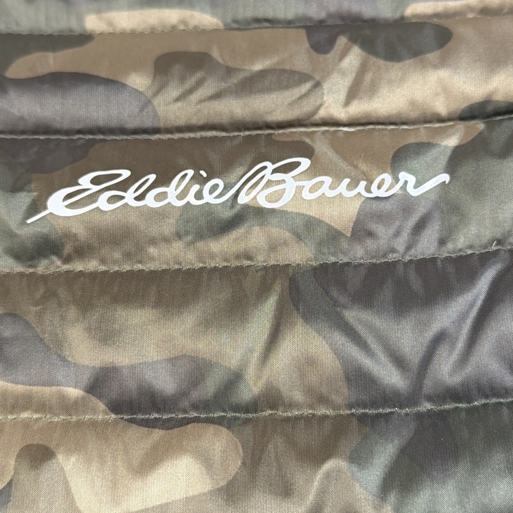 Eddie Bauer Vest Men 2XL Green Camo EB650 Down Insulated Full Zip Puffer Outdoor - Picture 2 of 9